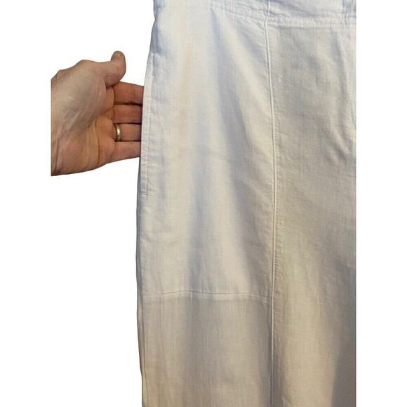 Nic + ZOE Pants Womens Size 12 Wide Leg Linen Blend White Stretch Elastic Waist - Picture 2 of 12